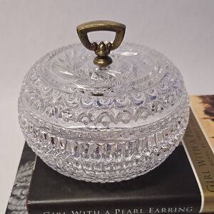 Vtg Fostoria Virginia Aristocrat Glass Candy with Brass Handle